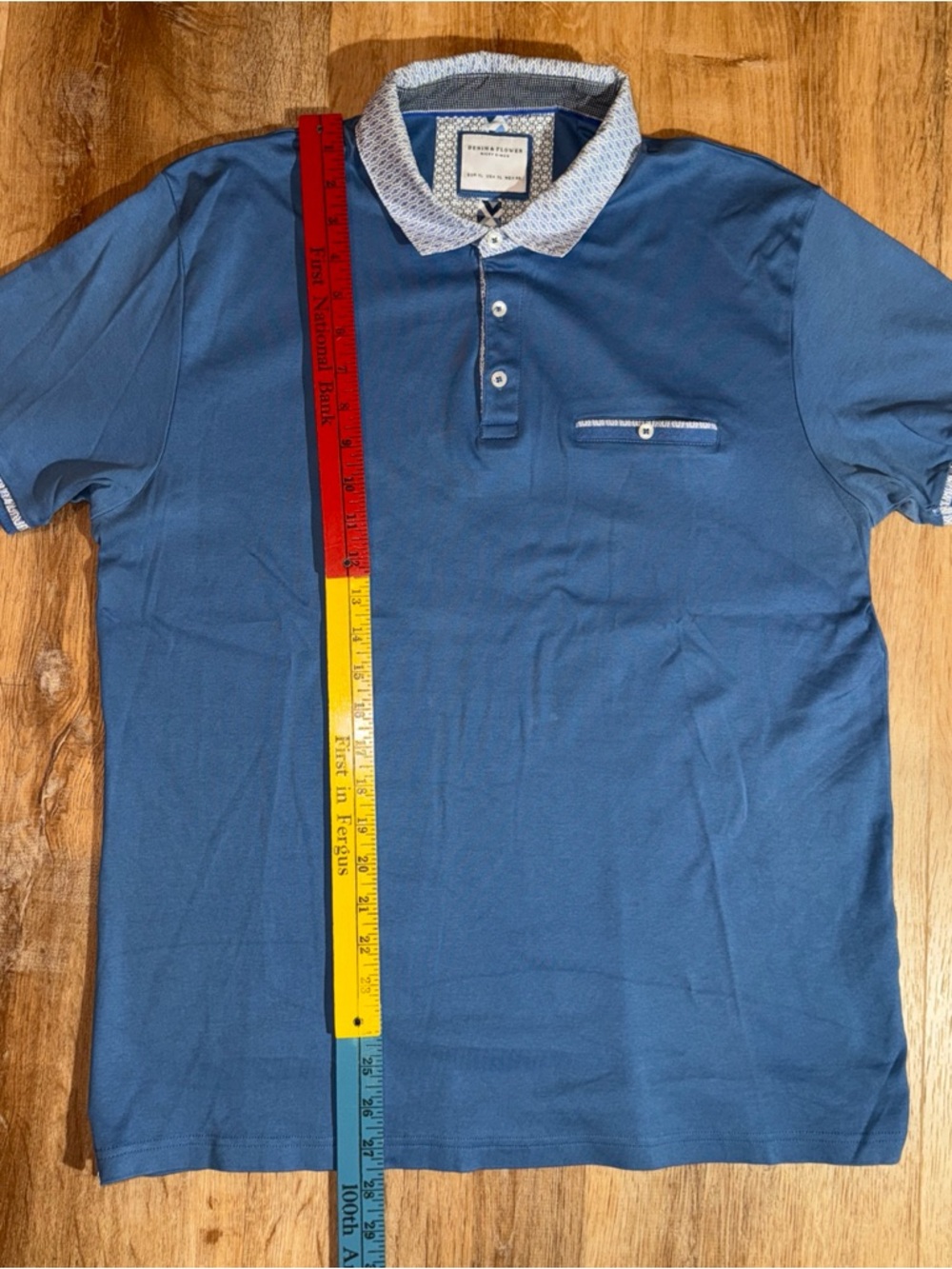Denim & Flower Ricky Singh Mens Light Blue Textured Short Sleeve Polo Shirt XL - Picture 3 of 5